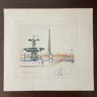 Place de la Concorde Paris, punta secca colorata