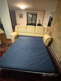 Set divano letto + poltrona, pelle divani e divani