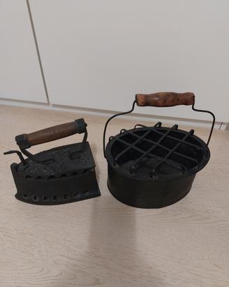 set vintage ferro da stiro a carbone  scaldino