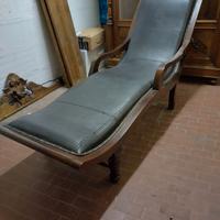Chaise longue cuoio e legno
