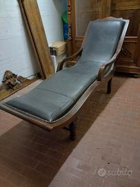 Chaise longue cuoio e legno