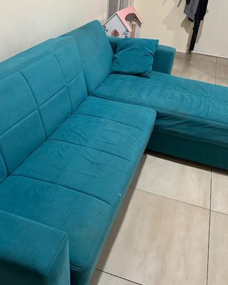 Divano letto con penisola e contenitore