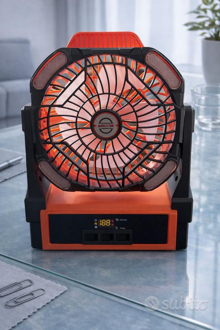 CUPERINOX Outdoor AirMax – Ventilatore Portatile Con Power Bank 20000mAh, Luci LED, Telecomando E Timer – Per Campeggio, Spiaggia, Camper, Casa – 48h Di Autonomia