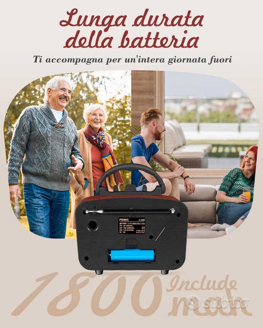 Radio Portatile Vintage Bluetooth Batteria Ricaric - Audio/Video In vendita  a Alessandria