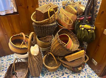 Stock ceste in vimini borse paglia marocchine