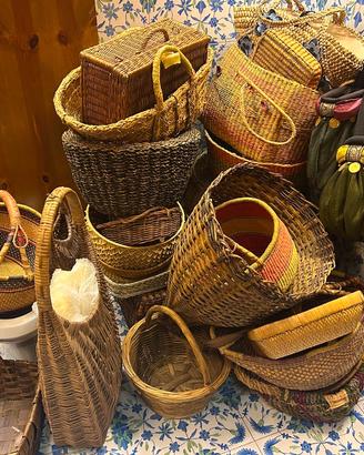 Stock ceste in vimini borse paglia marocchine
