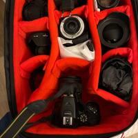 Nikon D5600 con 4 obiettivi, SD, 3 batterie, borsa
