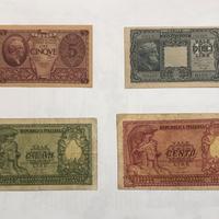 4 Banconote vintage in Lire Anni ‘40/“50