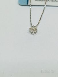 COLLANA PUNTO LUCE ORO 18KT BRILLANTE 0.22 E IGI