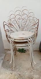 Set di 4 sedie da giardino, in ferro battuto.