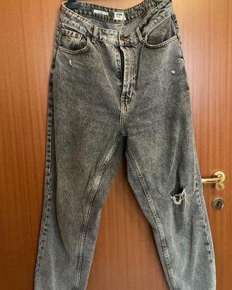 Jeans Mom Fit Bershka Grigio Vintage