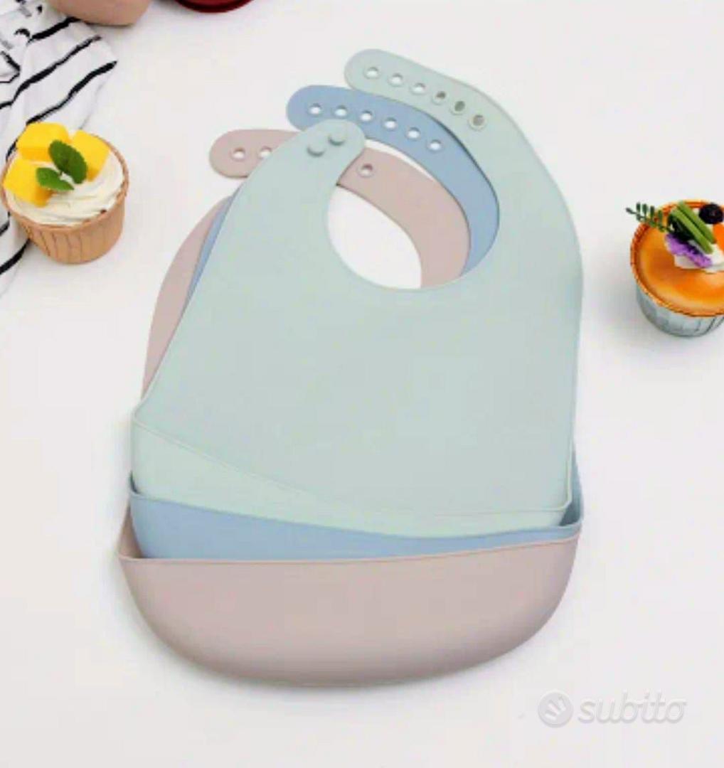 Bavaglini In Silicone Impermeabili PandaEar - 3 Pezzi Con Tasca Antispreco Per Bambini