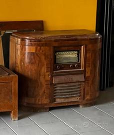 Radio antica in rovere tinto noce con bordino ad i