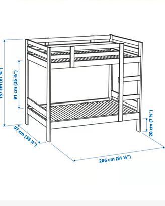 Letto a castello interamente in legno