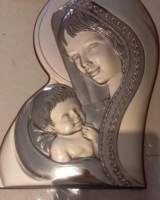 madonna con banbino placcata argento 925