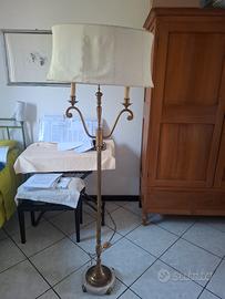 Piantana vintage in ottone con base in marmo