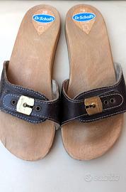 Zoccoli originali Dr. Scholl's n.39 legno e pelle