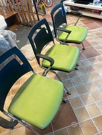 3 sedie da ufficio / sala d’attesa – IMPILABILI