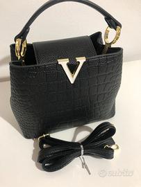 Borsa donna dorata effetto coccodrillo