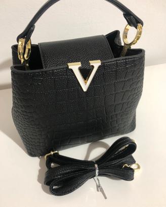 Borsa donna dorata effetto coccodrillo