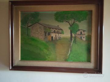 `Quadro Olio su Tela Merlosu Paesaggio Sardo Vinta