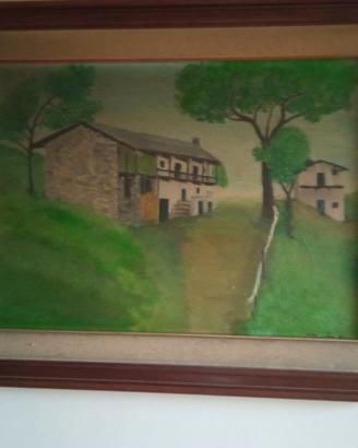 `Quadro Olio su Tela Merlosu Paesaggio Sardo Vinta