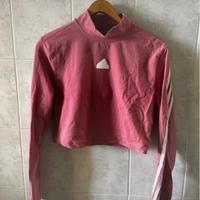 Maglia crop Adidas rosa e bianca
