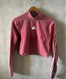 Maglia crop Adidas rosa e bianca