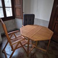 Set di 2 poltrone reclinabili+2cuscini+tavolo