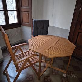 Set di 2 poltrone reclinabili+2cuscini+tavolo