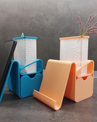 2pz Supporto smartphone da tavolo con cassetto