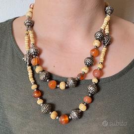 Girocollo doppio filo stile etnico/tribale vintage