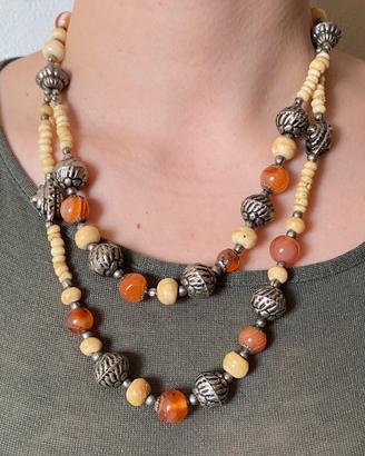 Girocollo doppio filo stile etnico/tribale vintage