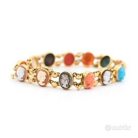 Bracciale Vintage in Oro  con Cammei e Pietre dure