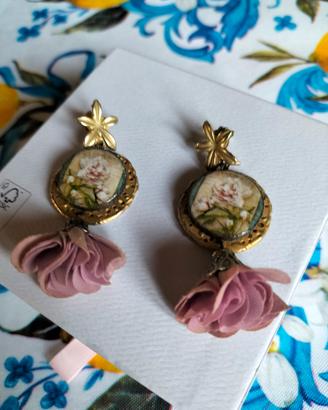 orecchini con cameo rosa 