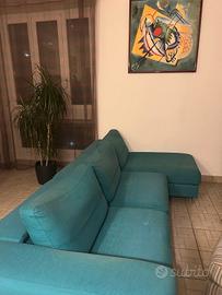 Divano 4 posti con chaise longue in tessuto