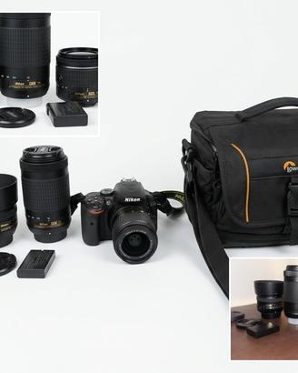 📸 Kit Nikon D5600 + 3 Obiettivi (7600 shots)
