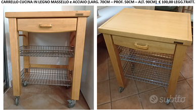 CARRELLO CUCINA in LEGNO