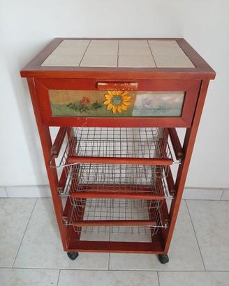 CARRELLO CUCINA, Cassetto 3 Cesti di Frutta Estrai