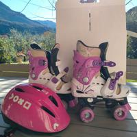 pattini a rotelle e casco