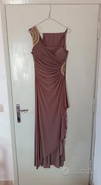 abito da cerimonia tortora e oro