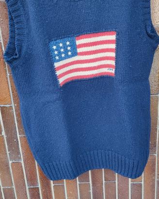 Gilet in lana con bandiera americana 