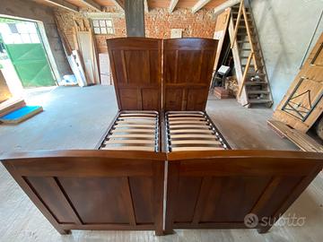 Letto Matrimoniale / 2 Singoli Legno Massello