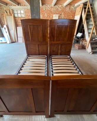 Letto Matrimoniale / 2 Singoli Legno Massello