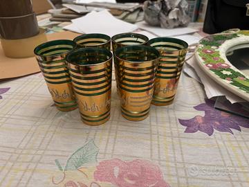 Set 6 bicchieri Vetro Oro