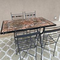 Tavolo da esterno aluminio e pietra con sedie