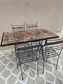Tavolo da esterno aluminio e pietra con sedie