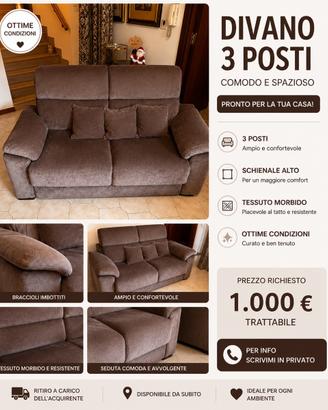 Divano 3 posti come nuovo - Usato pochissimo