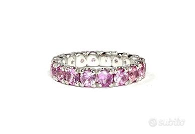 Anello veretta circolare con zaffiri rosa