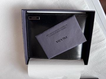 portafoglio nero, vera pelle, uomo
